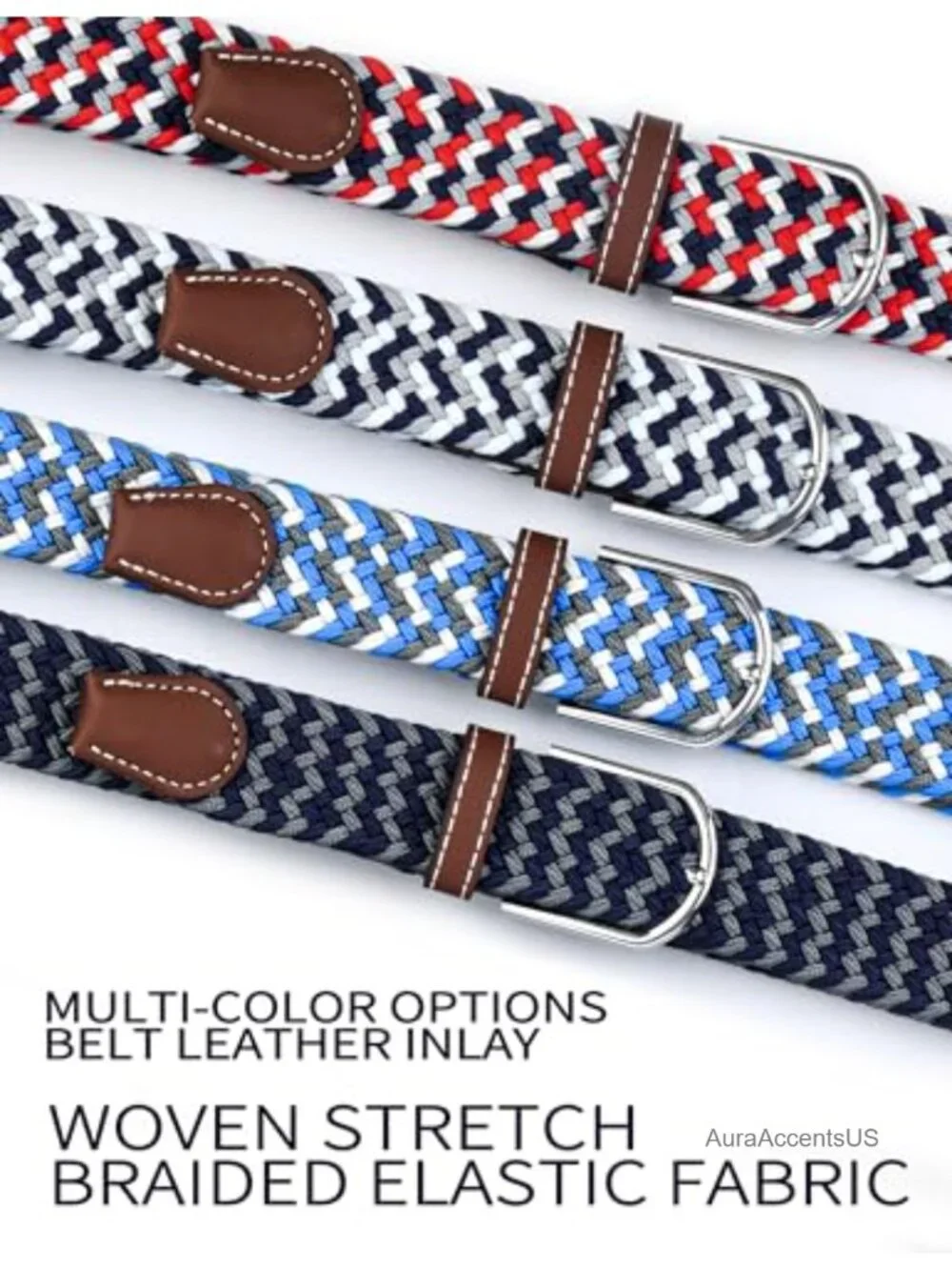 Stretch Woven Elastic Braided Belt Men Women Casual Sports No-Hole